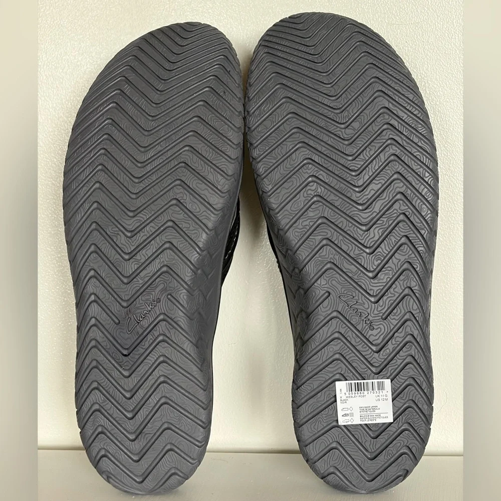 Clarks Wesley Post Men’s Black Athletic Flip Flop Sandals 12M